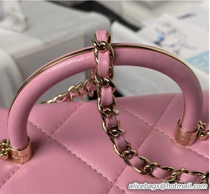 Famous Brand Chanel SMALL FLAP BAG WITH TOP HANDLE AS4469 Pink