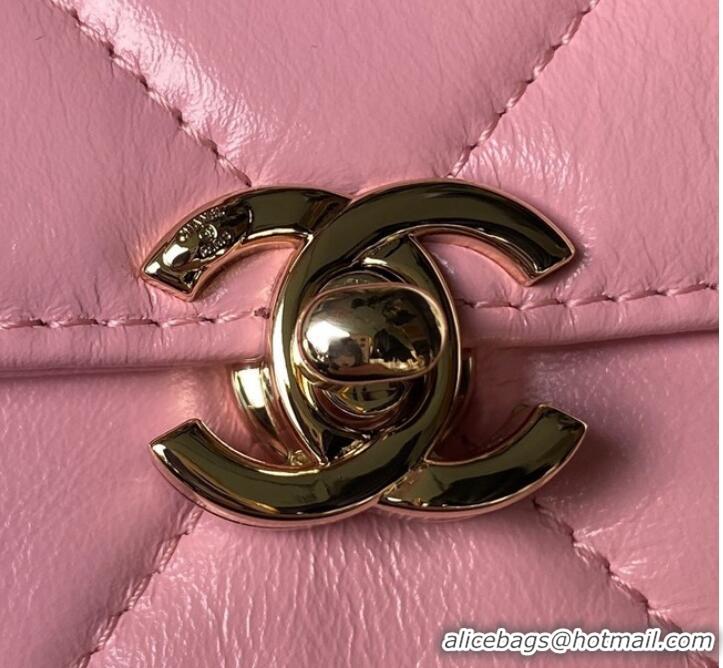 Famous Brand Chanel SMALL FLAP BAG WITH TOP HANDLE AS4469 Pink