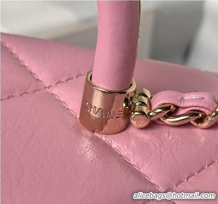 Famous Brand Chanel SMALL FLAP BAG WITH TOP HANDLE AS4469 Pink