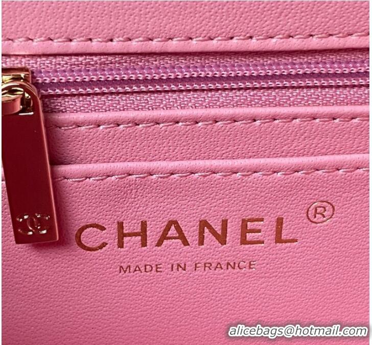 Famous Brand Chanel SMALL FLAP BAG WITH TOP HANDLE AS4469 Pink