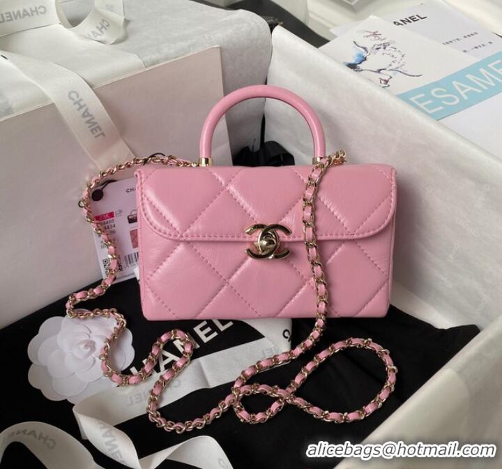 Famous Brand Chanel SMALL FLAP BAG WITH TOP HANDLE AS4469 Pink