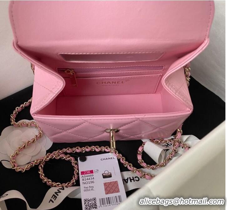 Famous Brand Chanel SMALL FLAP BAG WITH TOP HANDLE AS4469 Pink