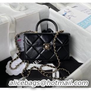 Unique Discount Chanel SMALL FLAP BAG WITH TOP HANDLE AS4469 black