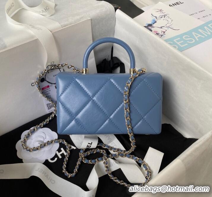 Buy Fashionable Chanel SMALL FLAP BAG WITH TOP HANDLE AS4469 Blue