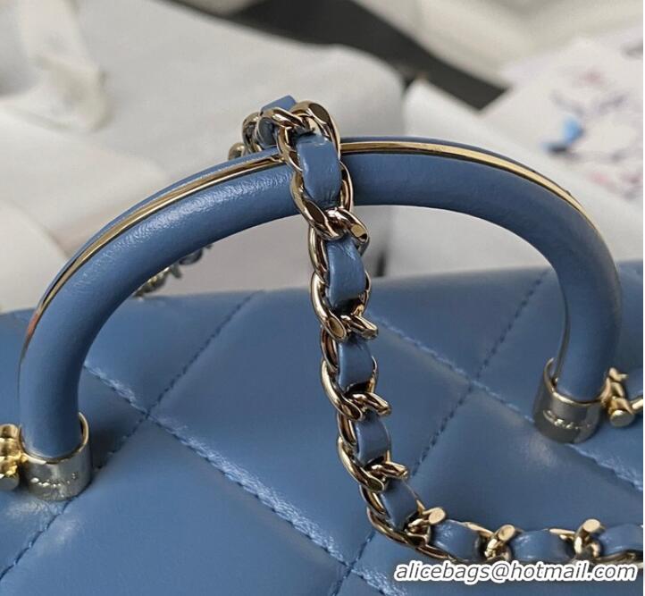 Buy Fashionable Chanel SMALL FLAP BAG WITH TOP HANDLE AS4469 Blue