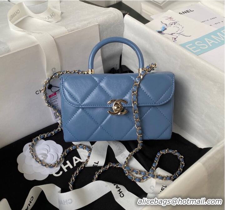 Buy Fashionable Chanel SMALL FLAP BAG WITH TOP HANDLE AS4469 Blue