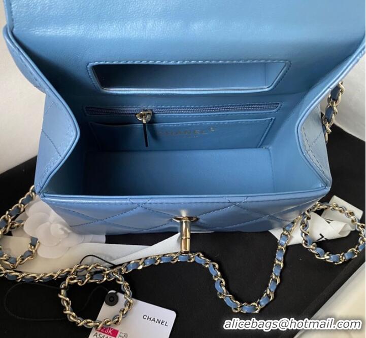 Buy Fashionable Chanel SMALL FLAP BAG WITH TOP HANDLE AS4469 Blue