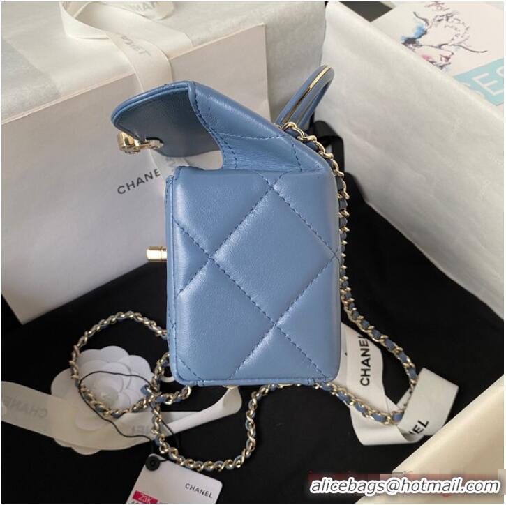 Buy Fashionable Chanel SMALL FLAP BAG WITH TOP HANDLE AS4469 Blue