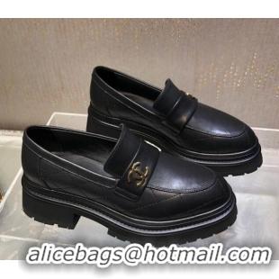 Good Taste Chanel Quilted Calfskin Moccasins Loafers G45074 Black 809086