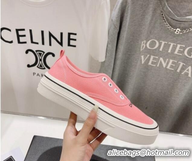 Comfortable Chanel Canvas Slip-on Sneakers Pink 809088