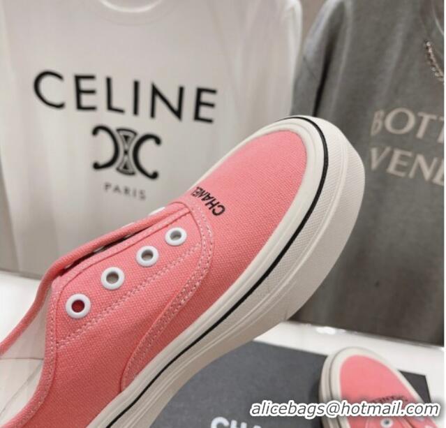 Comfortable Chanel Canvas Slip-on Sneakers Pink 809088