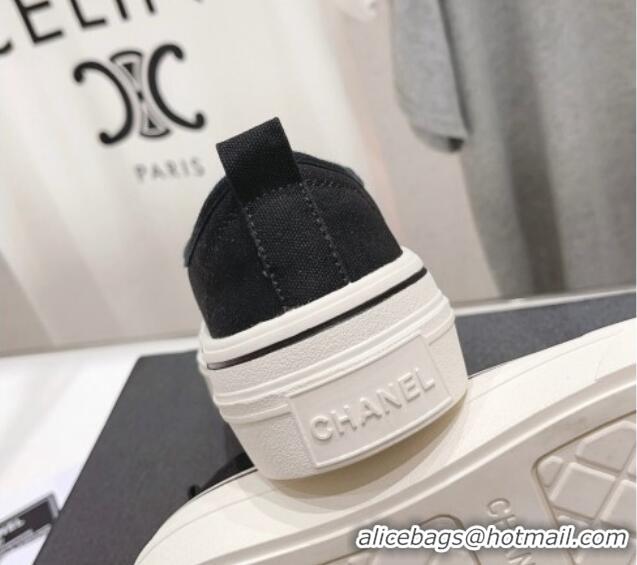 Good Quality Chanel Canvas Slip-on Sneakers Black 809089