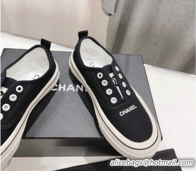 Good Quality Chanel Canvas Slip-on Sneakers Black 809089