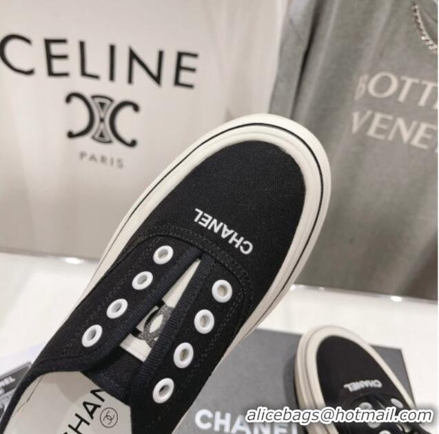 Good Quality Chanel Canvas Slip-on Sneakers Black 809089