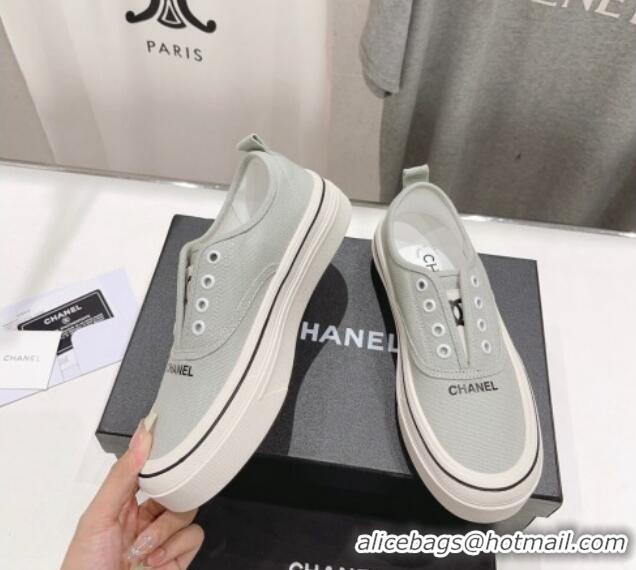 New Design Chanel Canvas Slip-on Sneakers Grey 809090