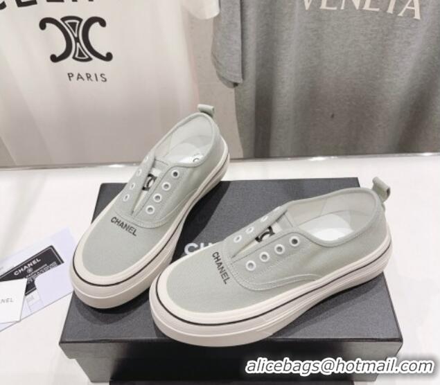 New Design Chanel Canvas Slip-on Sneakers Grey 809090