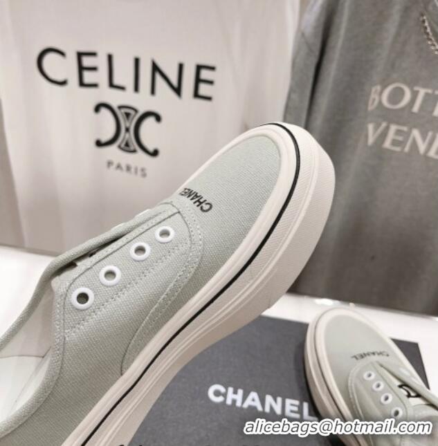 New Design Chanel Canvas Slip-on Sneakers Grey 809090