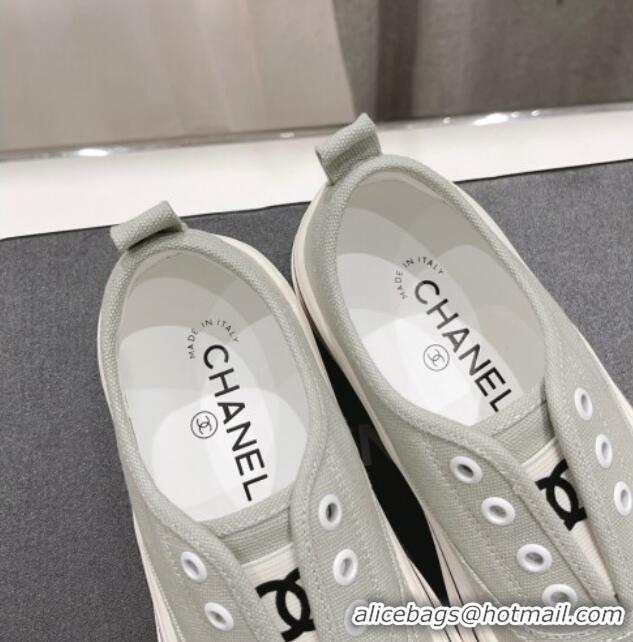 New Design Chanel Canvas Slip-on Sneakers Grey 809090