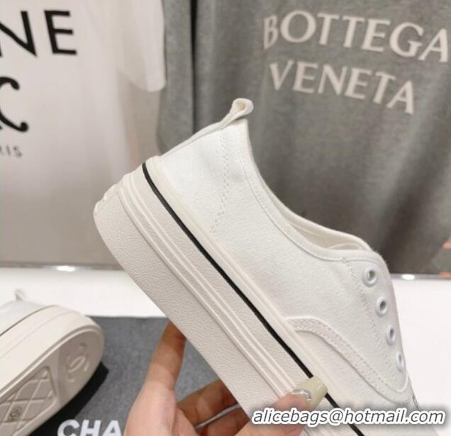 Unique Style Chanel Canvas Slip-on Sneakers White 809091