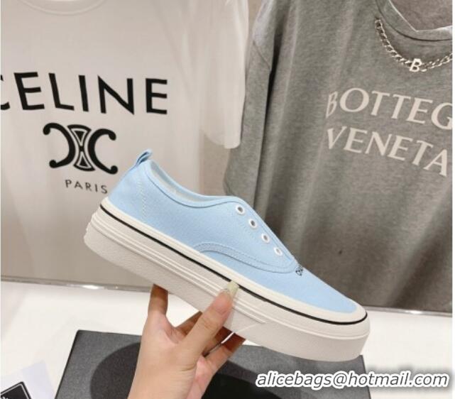 Best Grade Chanel Canvas Slip-on Sneakers Blue 809092