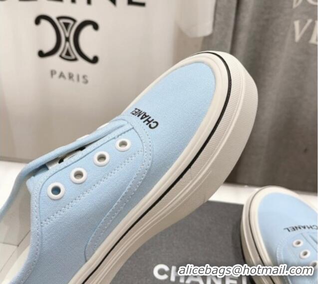 Best Grade Chanel Canvas Slip-on Sneakers Blue 809092