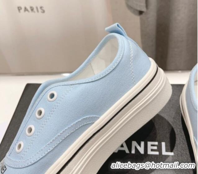 Best Grade Chanel Canvas Slip-on Sneakers Blue 809092