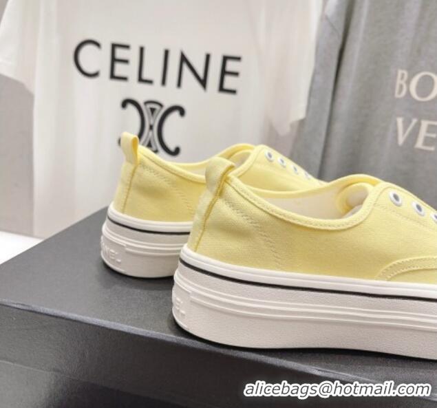 Feminine Chanel Canvas Slip-on Sneakers Yellow 809094