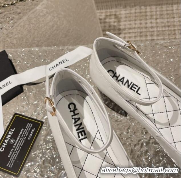 Most Popular Chanel Calfskin & Patent Mary Janes Pumps 5.5cm G45071 White/Black 809095