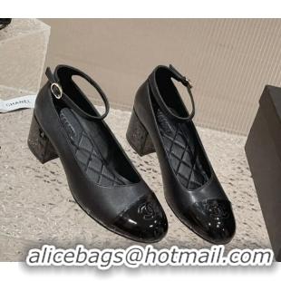 Best Product Chanel Calfskin & Patent Mary Janes Pumps 5.5cm G45071 Black 809096