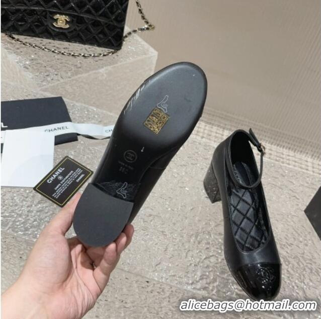 Best Product Chanel Calfskin & Patent Mary Janes Pumps 5.5cm G45071 Black 809096