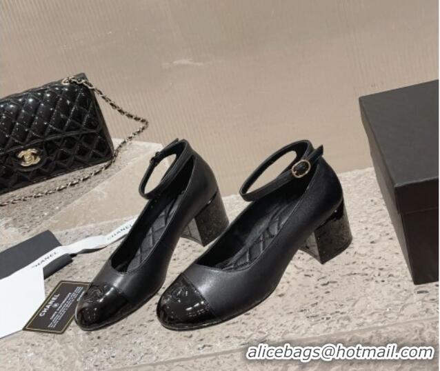 Best Product Chanel Calfskin & Patent Mary Janes Pumps 5.5cm G45071 Black 809096