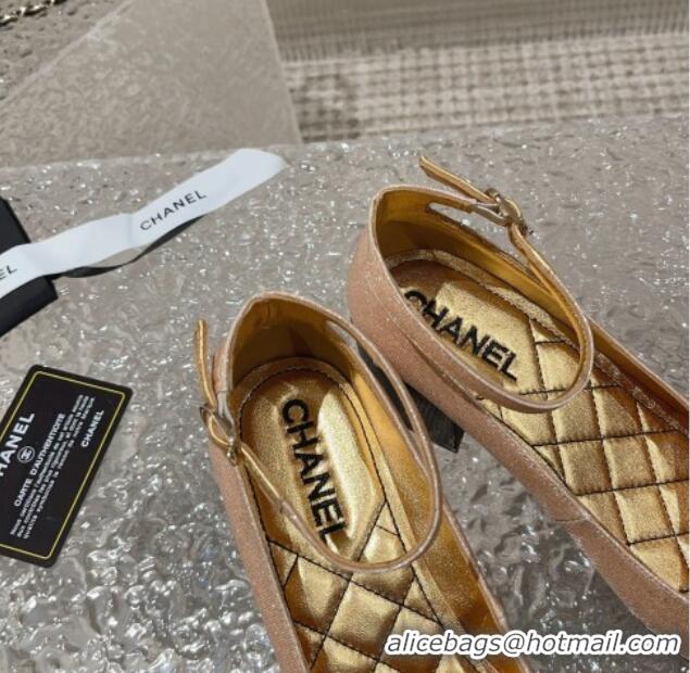 Super Quality Chanel Glitter Mary Janes Pumps 5.5cm G45071 Gold/Black 809097