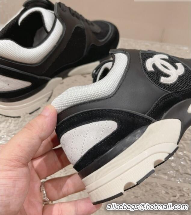 Best Grade Chanel Calfskin, Suede and Mesh Sneakers with CC Black 809116