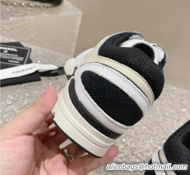 Sumptuous Chanel Calfskin, Suede and Mesh Sneakers with CC White 809117