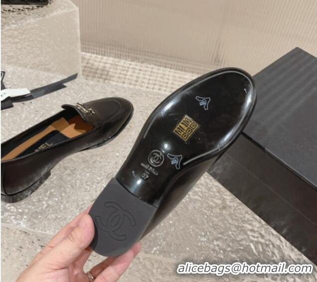 Purchase Chanel Calfskin Loafers with Black Beads CC Black 809121