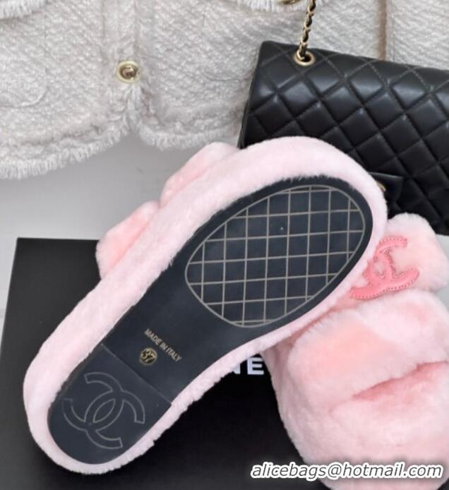 Lowest Cost Chanel Wool Platform Slide Sandals 5cm Light Pink 819024