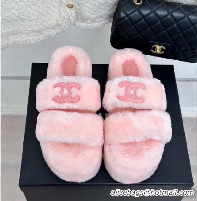 Lowest Cost Chanel Wool Platform Slide Sandals 5cm Light Pink 819024