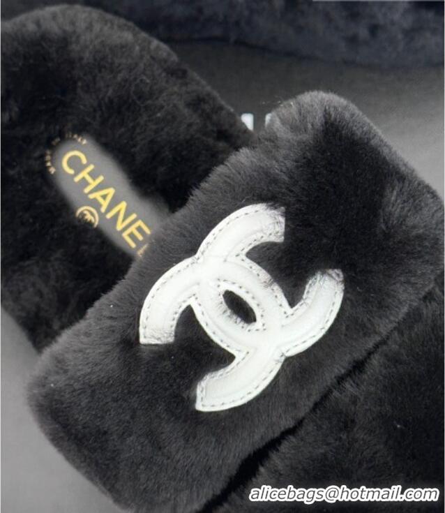 Lowest Price Chanel Wool Platform Slide Sandals 5cm Black 819025