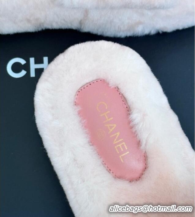 Luxury Discount Chanel Wool Platform Slide Sandals 5cm Light Pink 819027