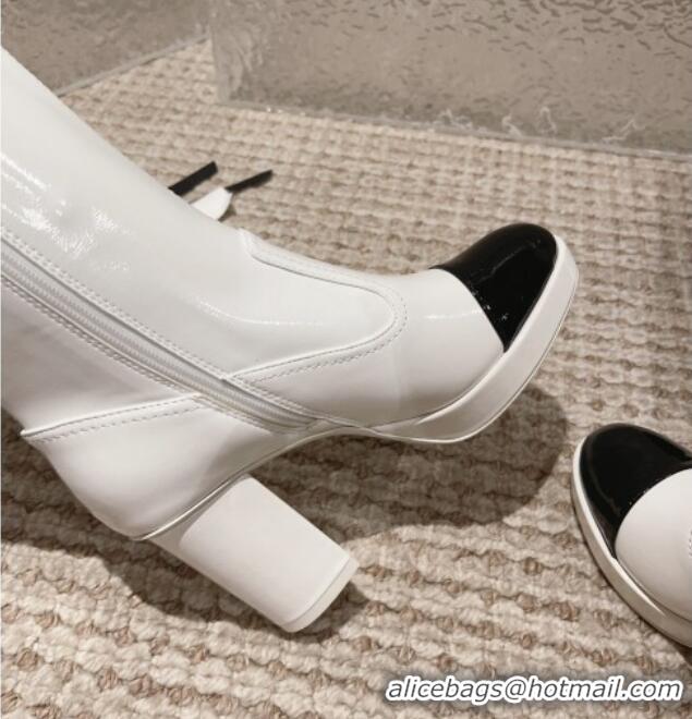 Good Looking Chanel Patent Calfskin High Boots 8cm White 819042