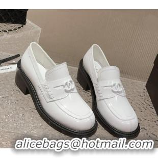 Best Product Chanel Calfskin Moccasins Loafers White 819046