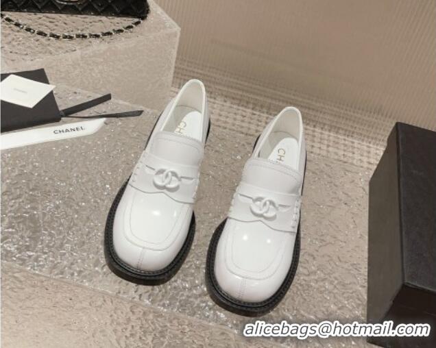 Best Product Chanel Calfskin Moccasins Loafers White 819046