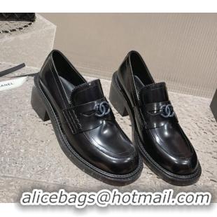 Comfortable Chanel Calfskin Moccasins Loafers All Black 819047