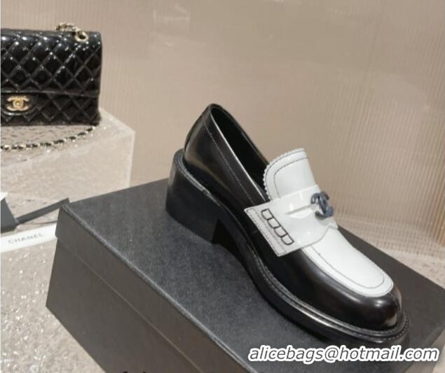 Low Price Chanel Calfskin Moccasins Loafers White/Black 819048