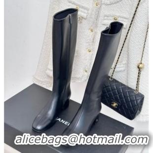 Most Popular Chanel Stretch Lambskin Heel High Boots 5cm Black 819051