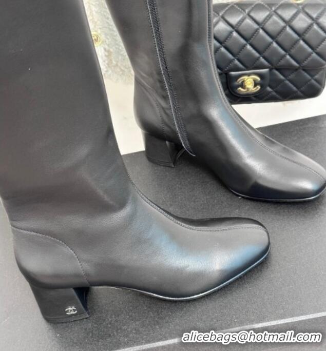 Most Popular Chanel Stretch Lambskin Heel High Boots 5cm Black 819051