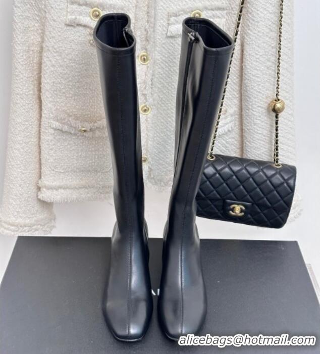 Most Popular Chanel Stretch Lambskin Heel High Boots 5cm Black 819051