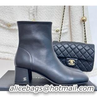 Good Taste Chanel Stretch Lambskin Heel Ankle Boots 5cm Black 819054