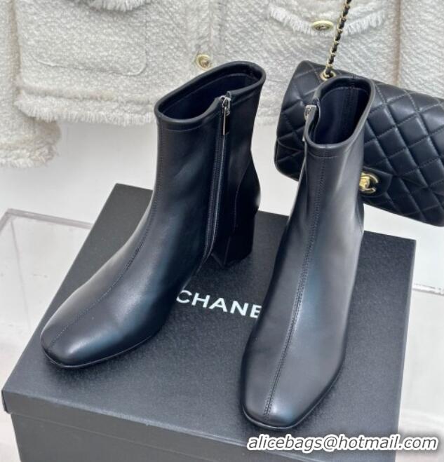 Good Taste Chanel Stretch Lambskin Heel Ankle Boots 5cm Black 819054