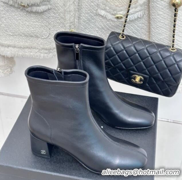 Good Taste Chanel Stretch Lambskin Heel Ankle Boots 5cm Black 819054